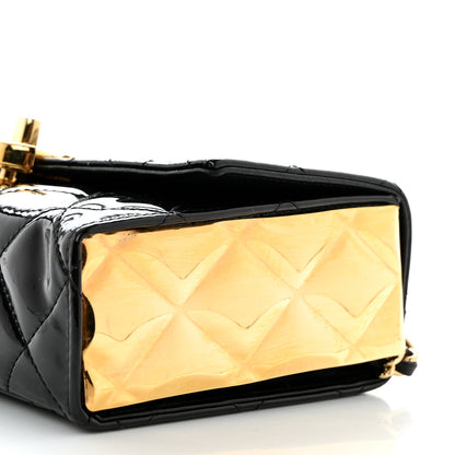Chanel Patent Quilted Mini Golden Plate Flap Black 11 of 15