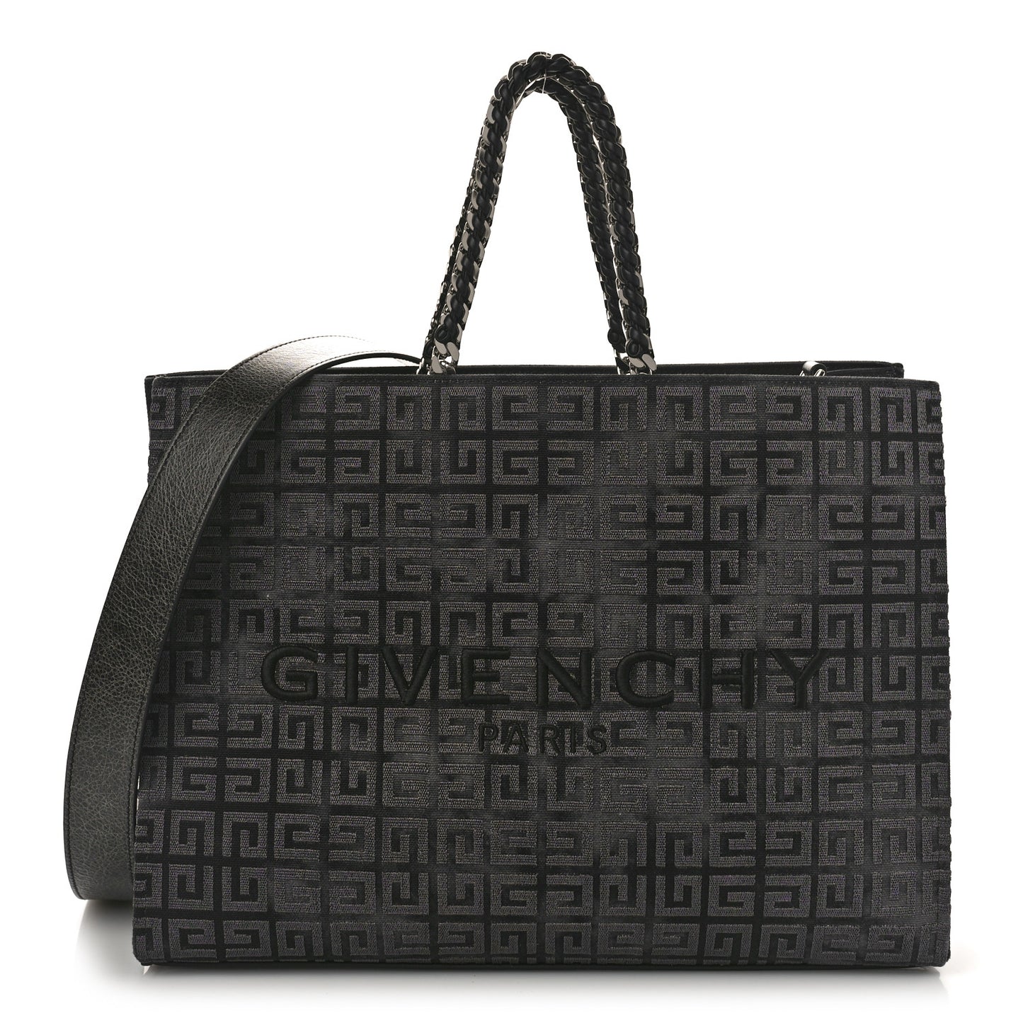 Canvas Jacquard 4G Medium Chain G-Tote Dark Grey