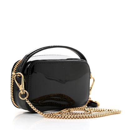 Prada Vernice Metal Triangle Logo Mini Pouch with Handle Black 2 of 12