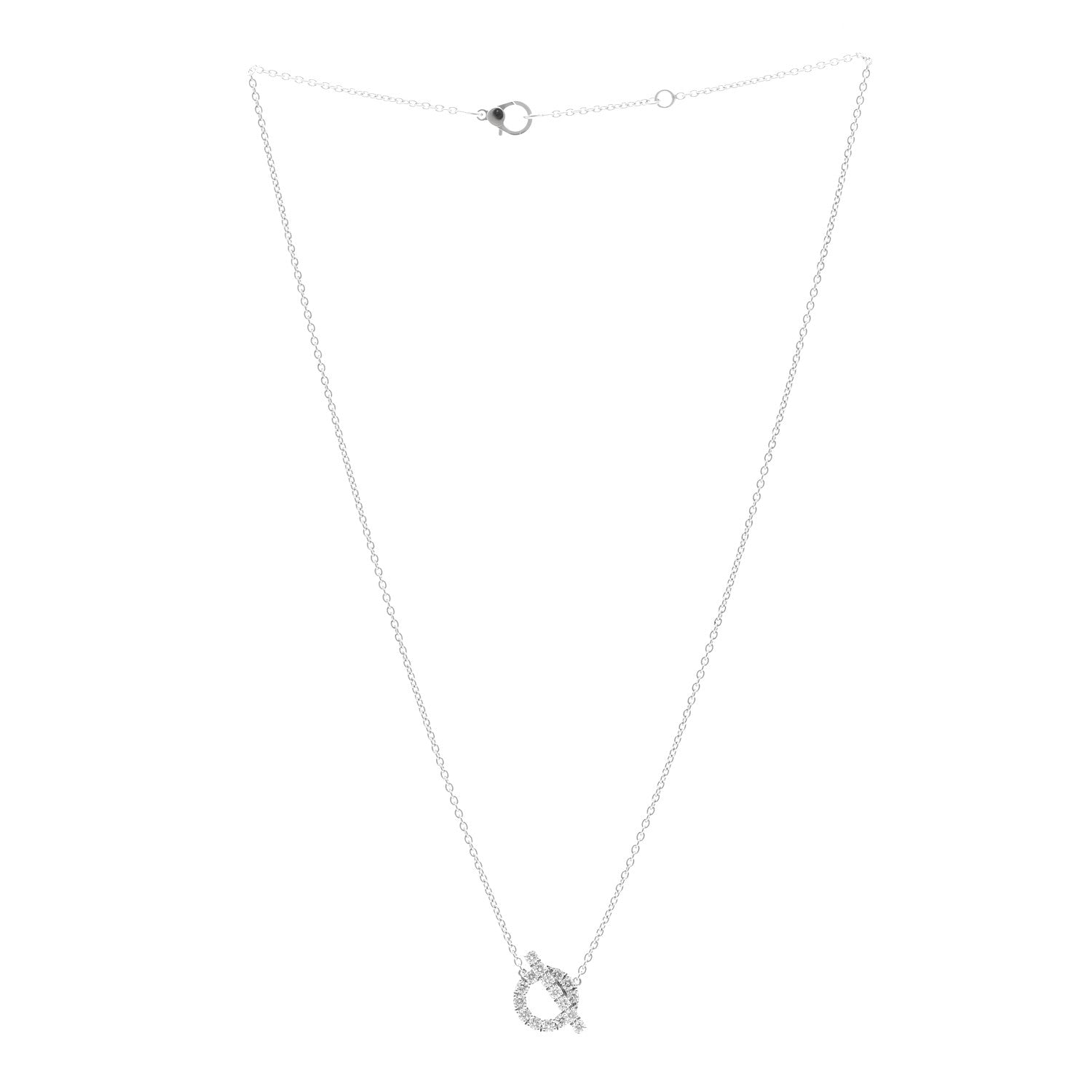 Hermes 18K White Gold Diamond Finesse Pendant Necklace 3 of 6