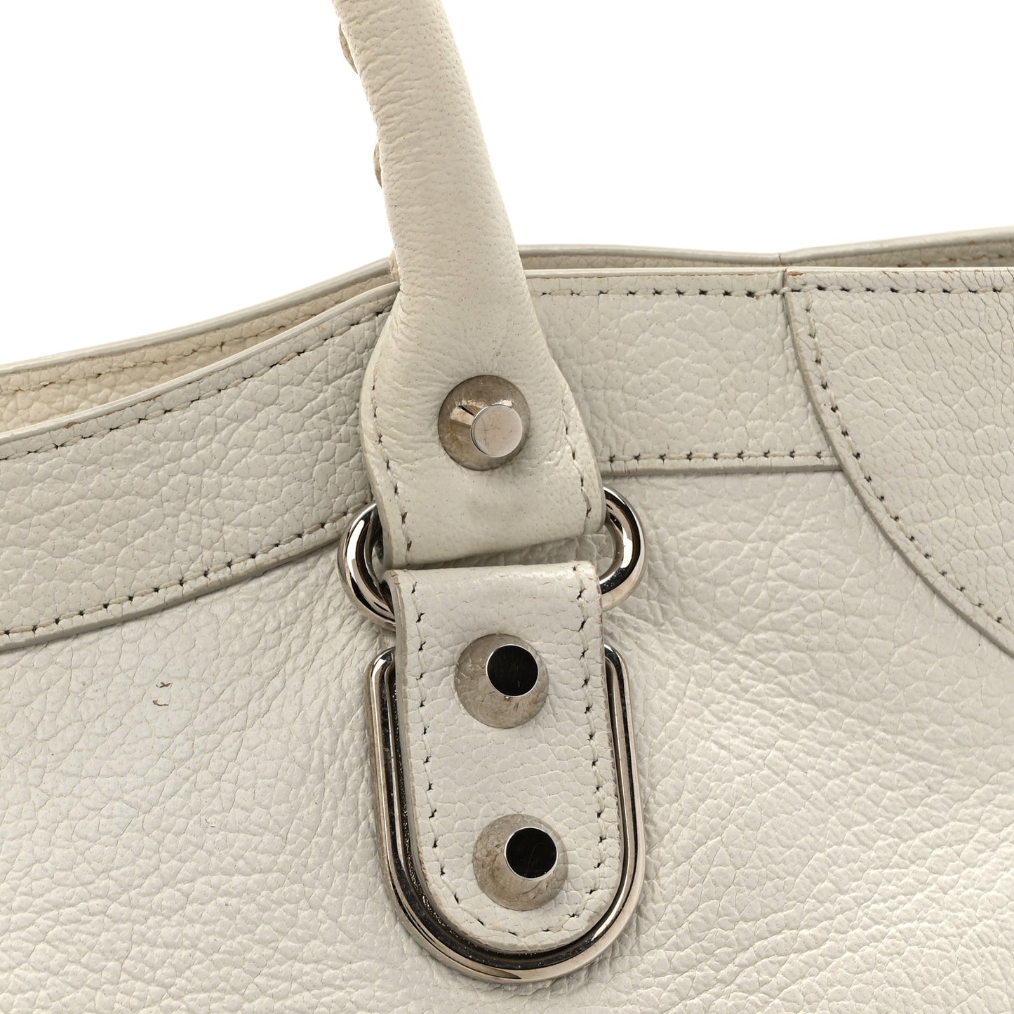 Chevre Silver Metallic Edge Hardware City White