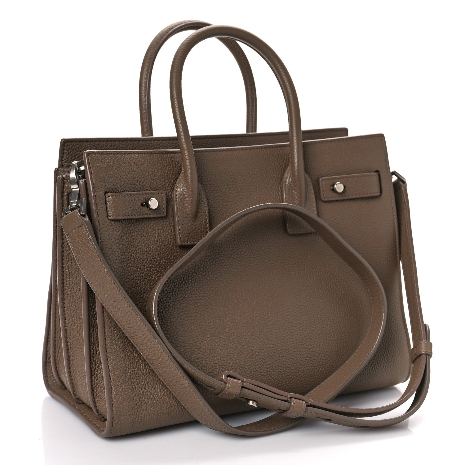 Saint Laurent Grained Calfskin Baby Sac De Jour Souple Taupe 3 of 12