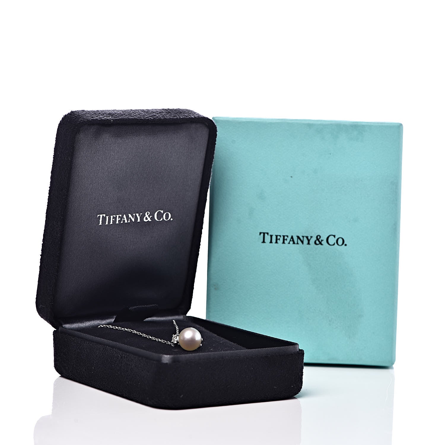 Tiffany 18K White Gold Diamond Akoya Pearl 7.5-8mm Signature Pendant Necklace 8 of 8