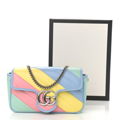 Gucci Calfskin Matelasse Diagonal Super Mini GG Marmont Shoulder Bag Multicolor Pastel 11 of 11