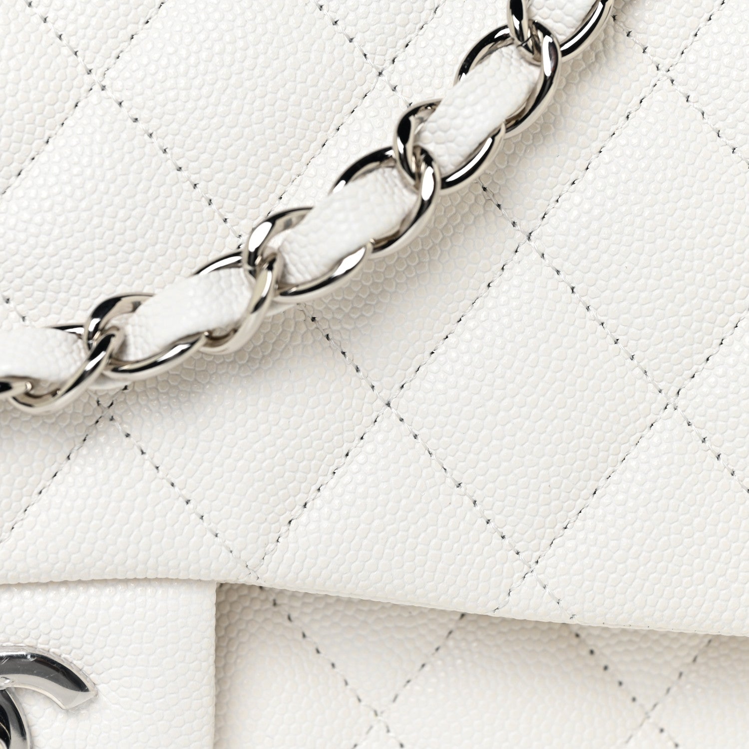 Chanel Caviar Quilted Medium Double Flap White 8 of 13