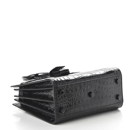 Saint Laurent Calfskin Crocodile Embossed Nano Sac De Jour Black 4 of 10