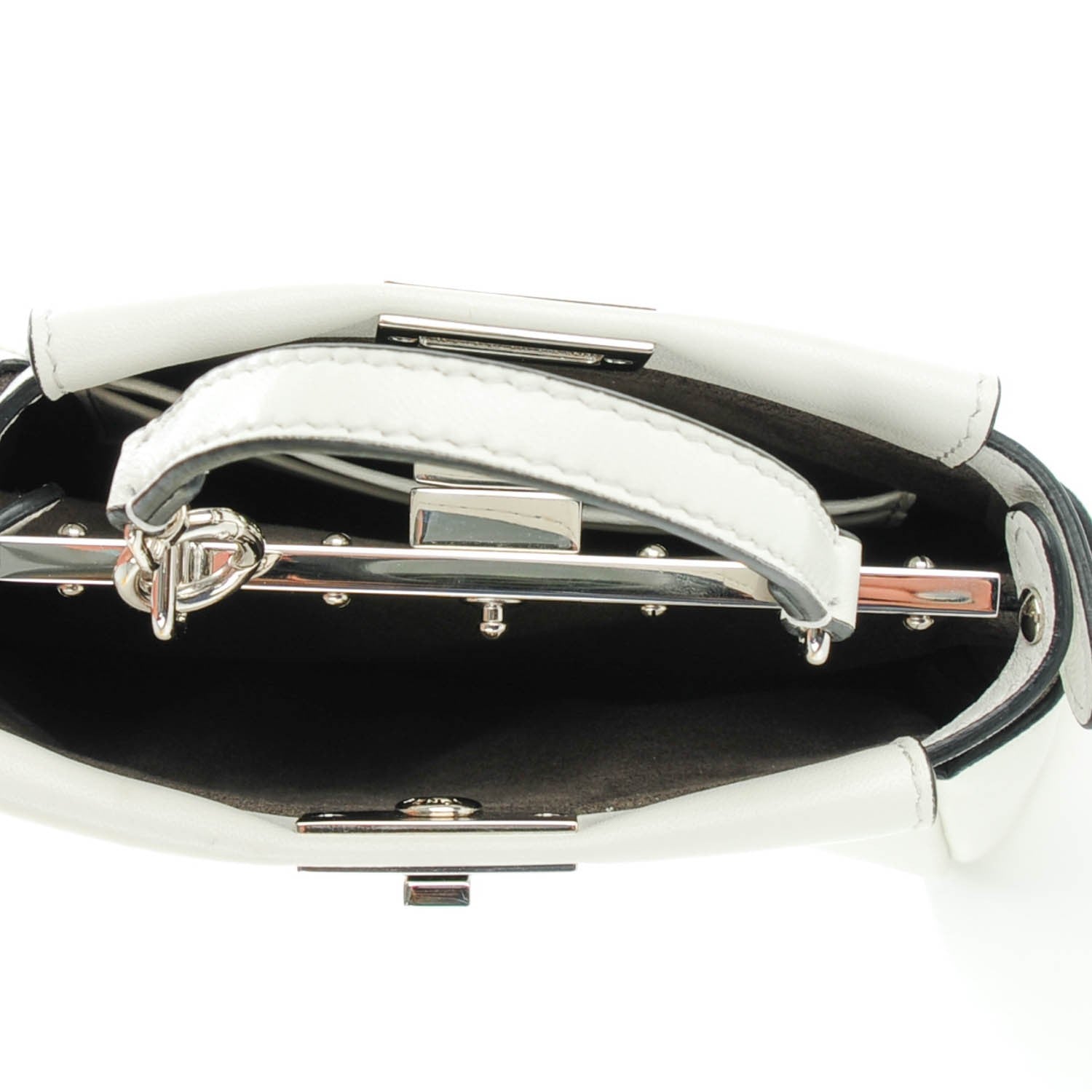 Fendi Shiny Nappa Micro Peekaboo Iconic Satchel White 6 of 8