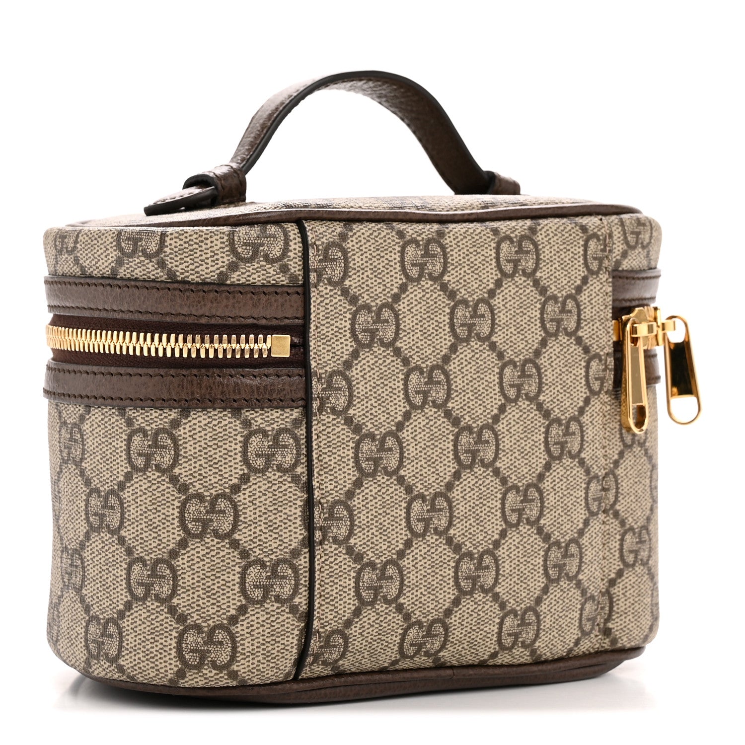 Gucci GG Supreme Monogram Textured Calfskin Web Ophidia Vanity Cosmetic Case Beige Ebony New Acero 3 of 9