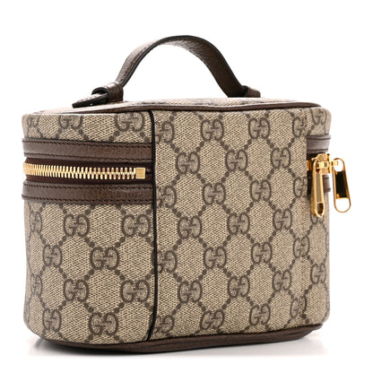 Gucci GG Supreme Monogram Textured Calfskin Web Ophidia Vanity Cosmetic Case Beige Ebony New Acero 3 of 9