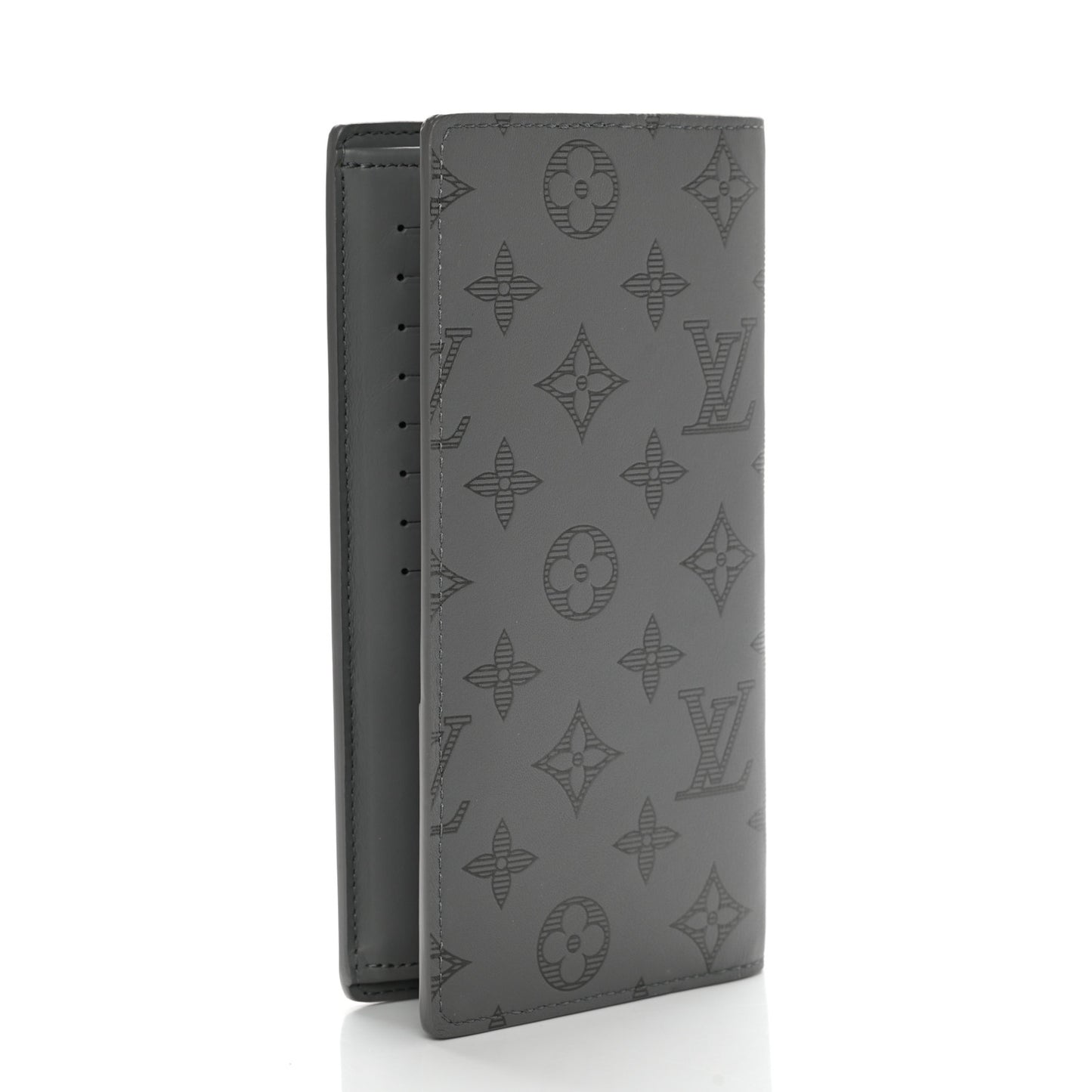 Calfskin Monogram Shadow Brazza Wallet Anthracite Gray