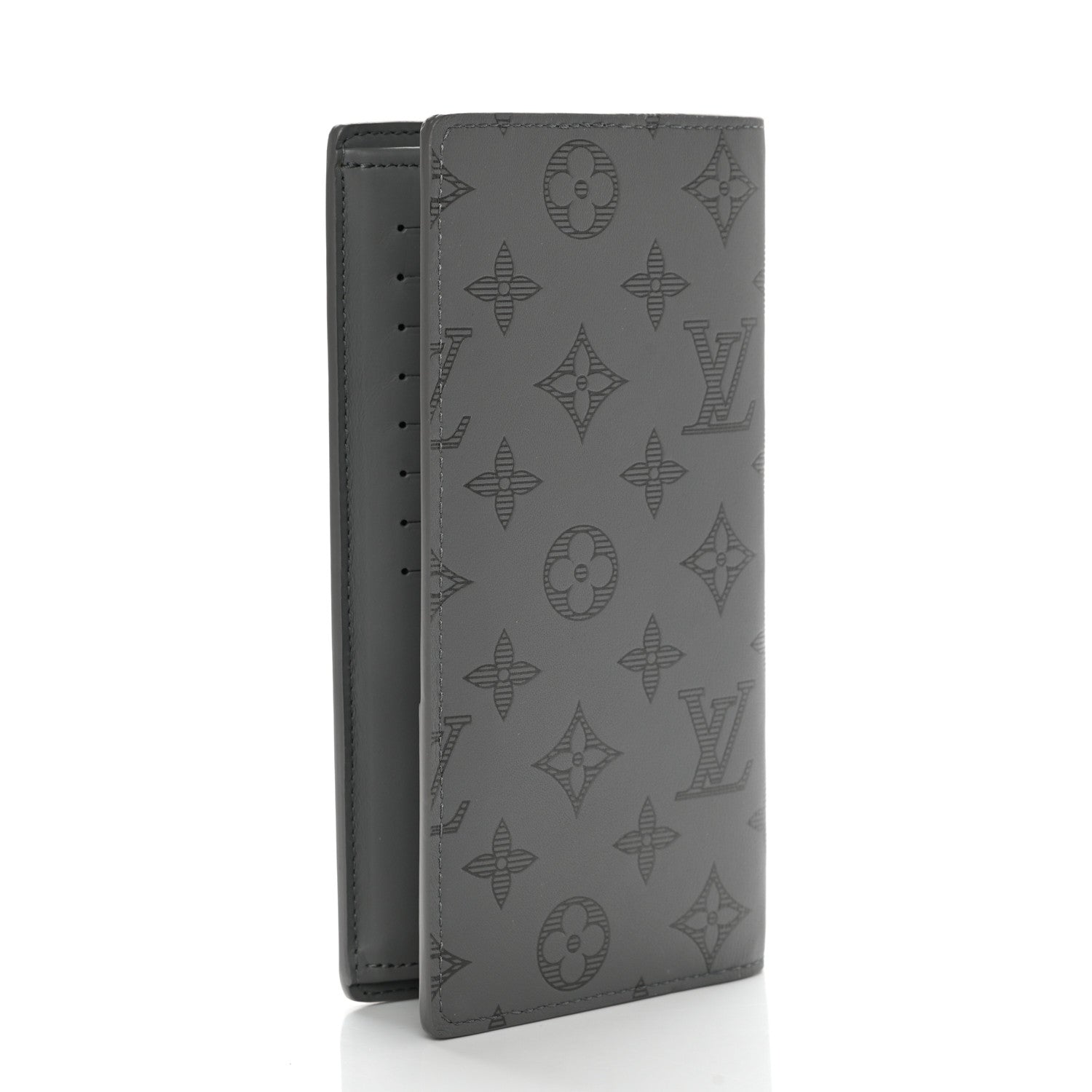 Louis Vuitton Calfskin Monogram Shadow Brazza Wallet Anthracite Gray 3 of 6