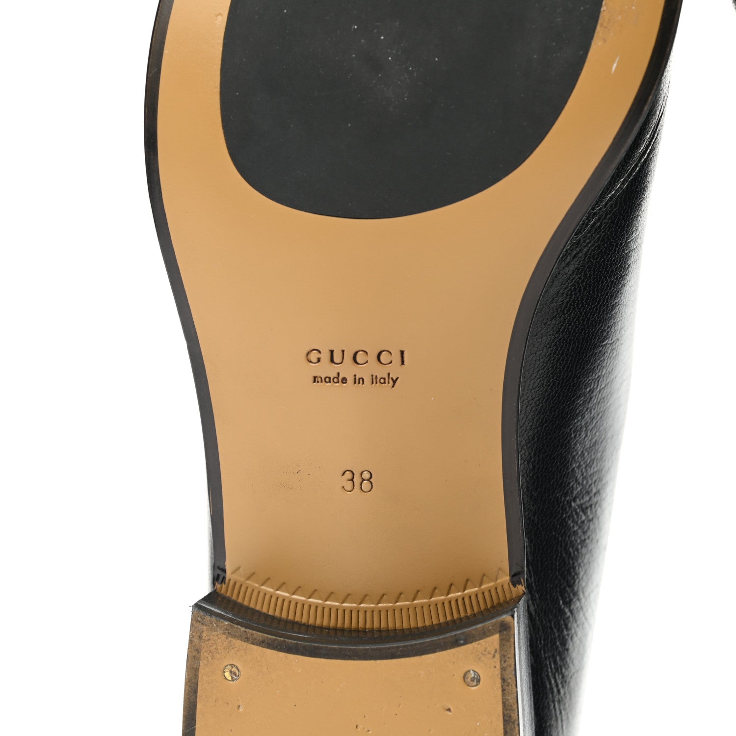 Gucci Goatskin Womens Horsebit Mid-Heel Loafers 38 Black 6 of 9