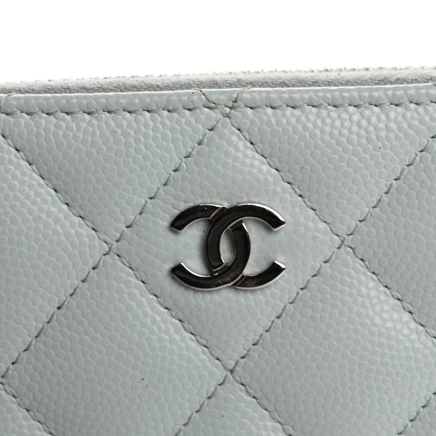 Caviar Quilted Medium Zip Around Wallet Light Blue