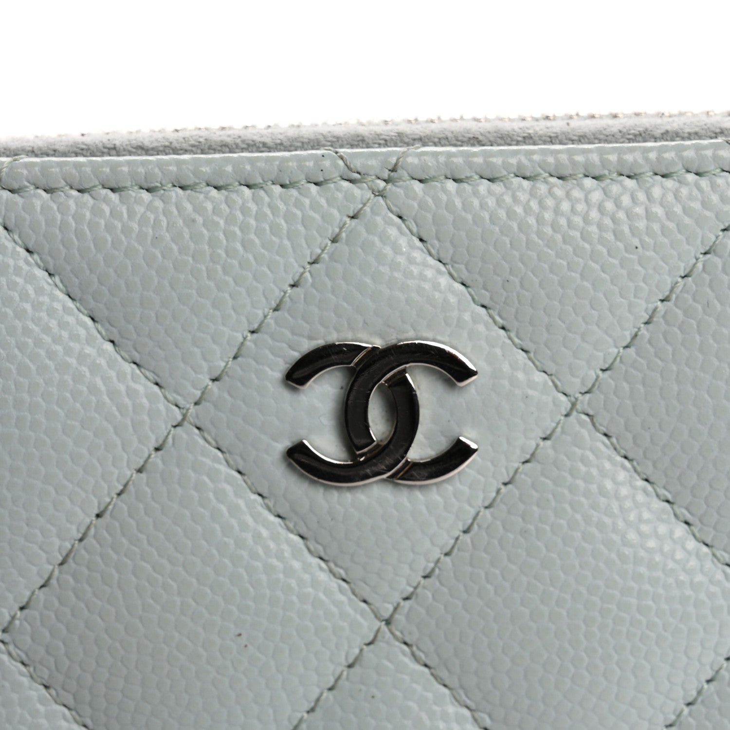 Chanel Caviar Quilted Medium Zip Around Wallet Light Blue 9 of 12