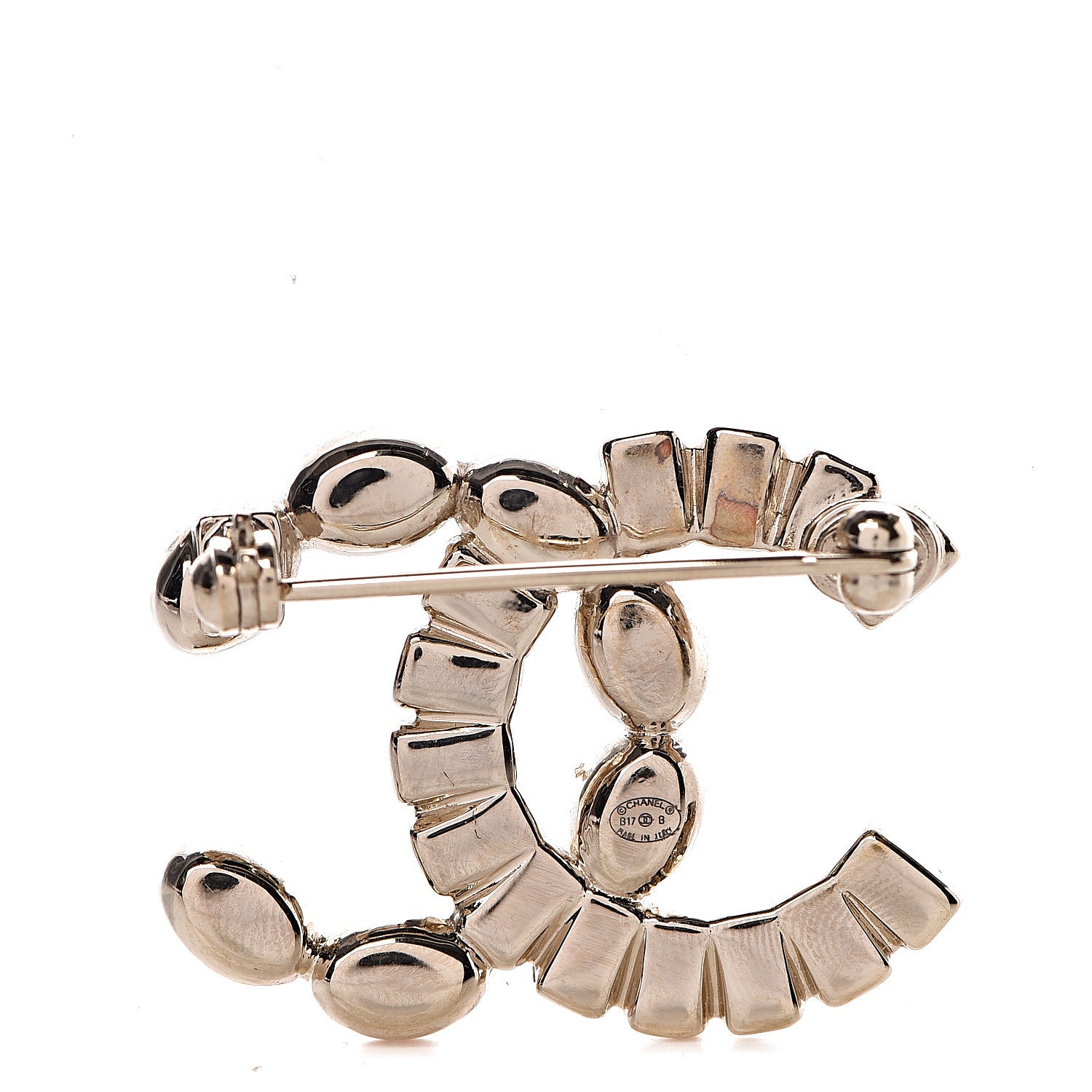 Chanel Baguette Crystal CC Brooch Gold Beige 3 of 4