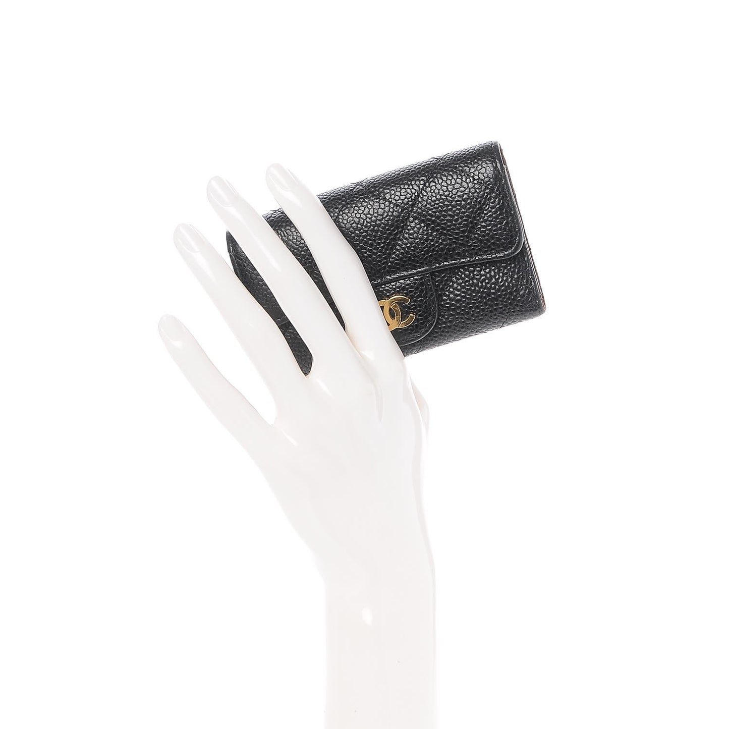 Caviar Quilted 6 Key Holder Black