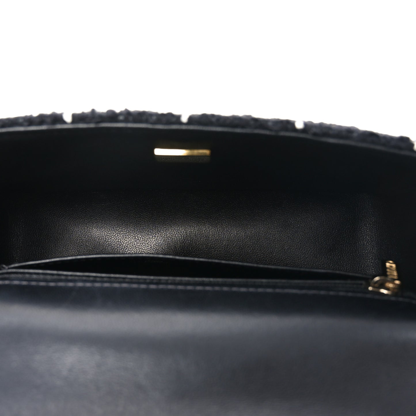 Tweed Quilted Mini Rectangular Camellia Flap Black White