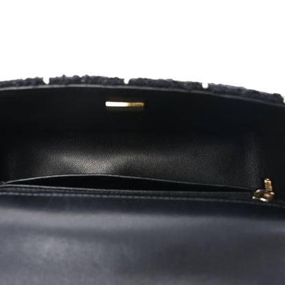 Chanel Tweed Quilted Mini Rectangular Camellia Flap Black White 7 of 10