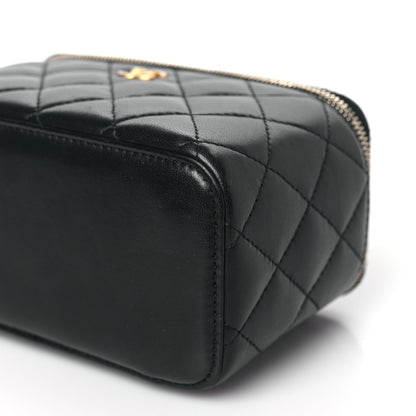 Chanel Lambskin Quilted Pearl Crush Small Vanity Case With Chain Black 8 of 8