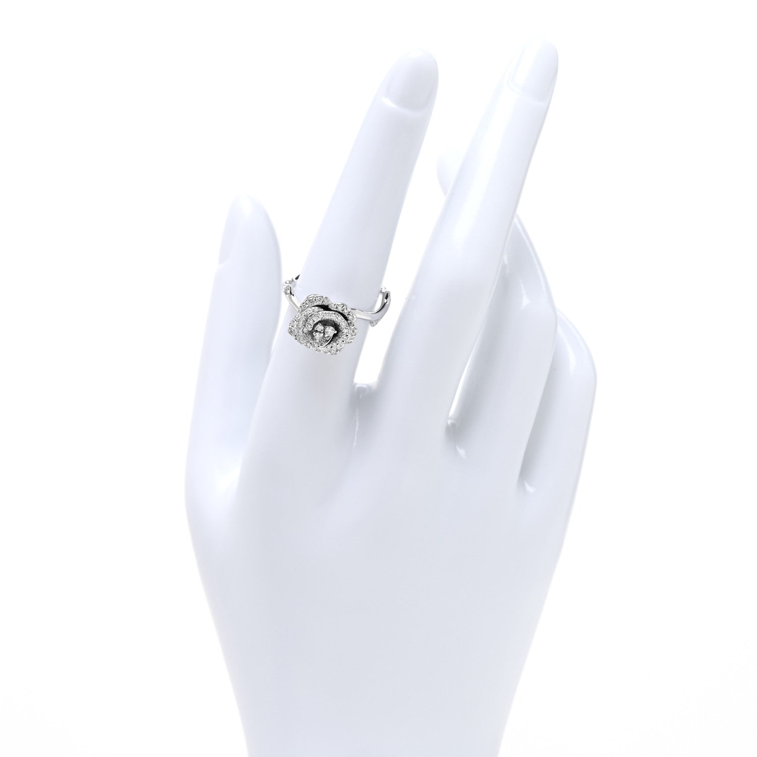 Christian Dior 18K White Gold Diamond Small Rose Dior Bagatelle