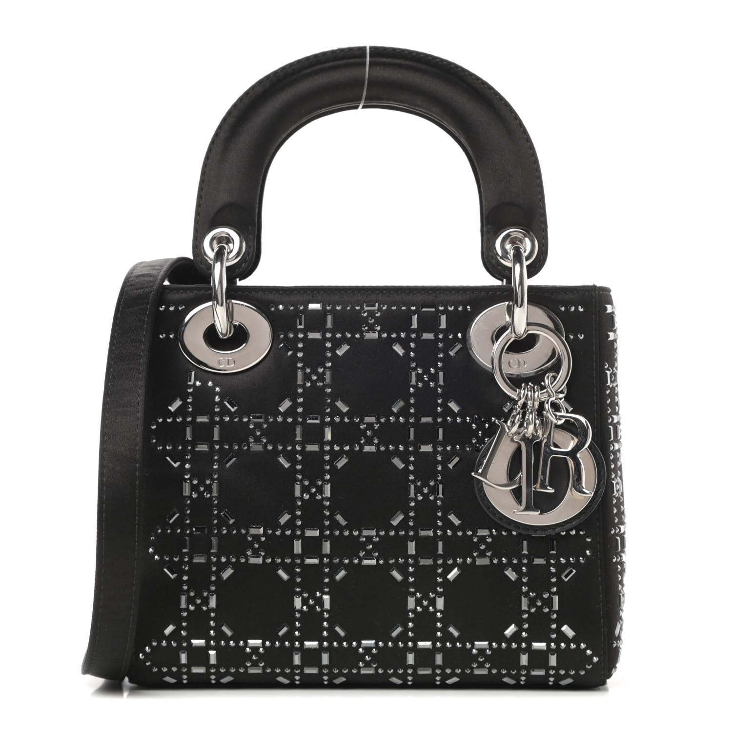 Christian Dior Satin Crystal Cannage Mini Lady Dior Black 1 of 12