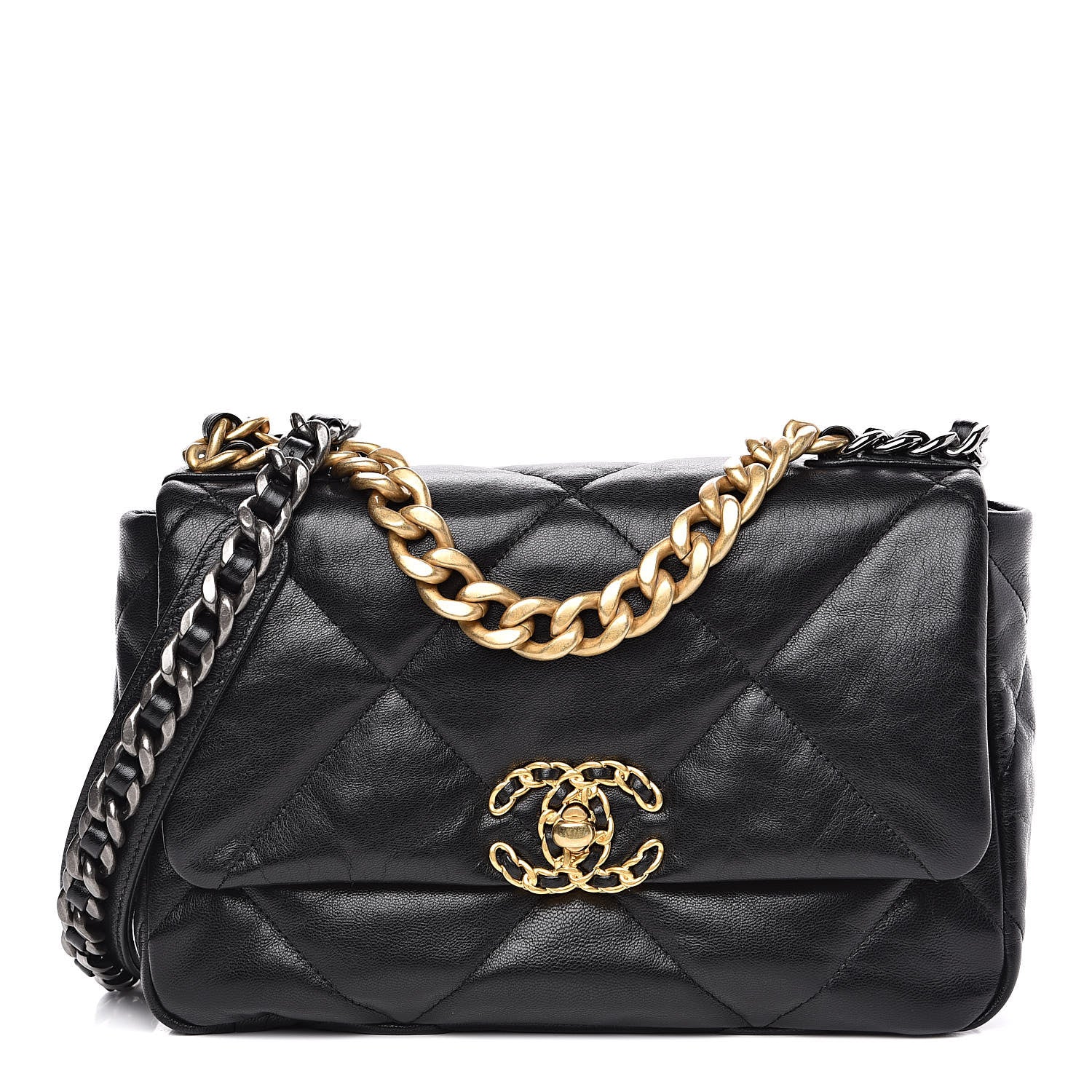 Chanel Goatskin Quilted Medium 19 Flap Black 1 of 11