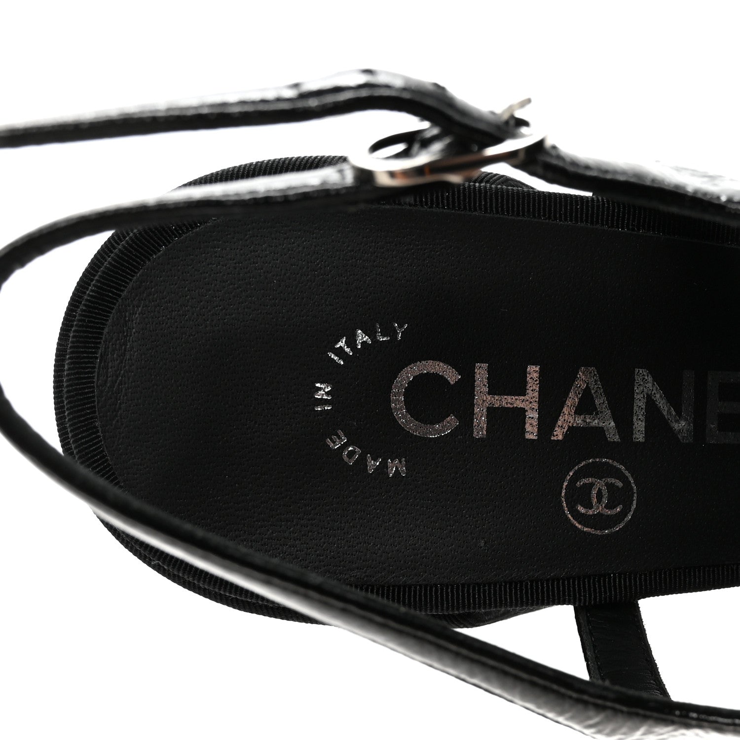 Chanel Crumpled Shiny Fabric Grosgrain Cap Toe Camellia Bow Slingback Pumps 39 Black 16 of 18
