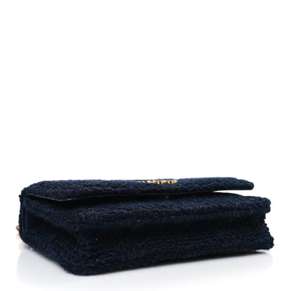 Chanel Wool Tweed Lambskin Quilted Chanel 19 Wallet On Chain WOC Blue Black 4 of 9