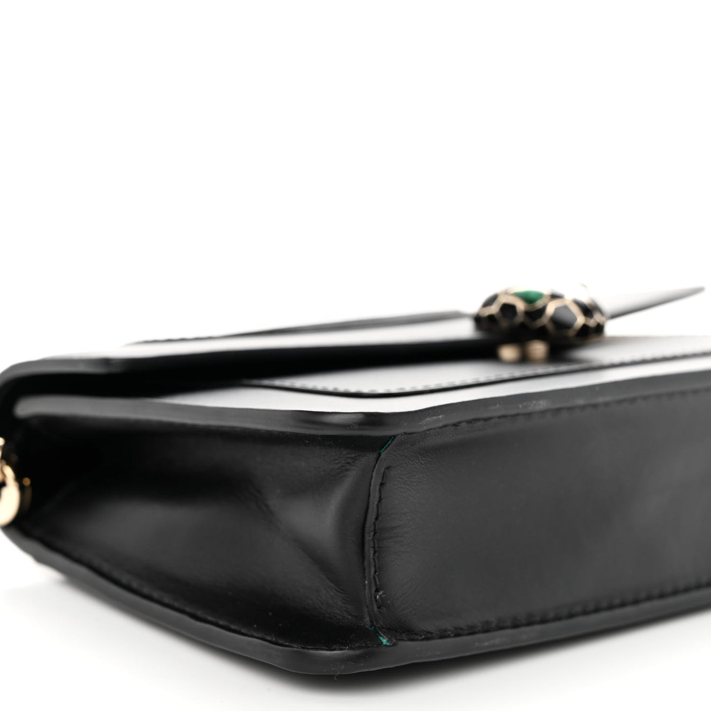Calfskin Serpenti Forever Chain Wallet Black