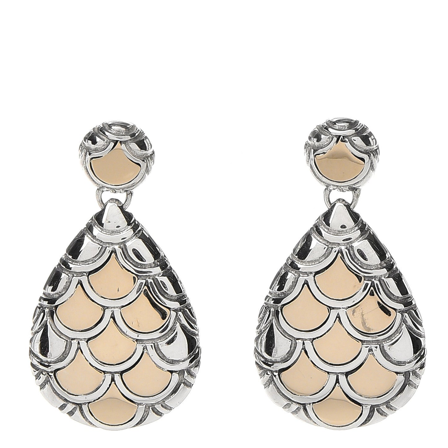 Sterling Silver 18K Yellow Gold Naga Teardrop Earrings