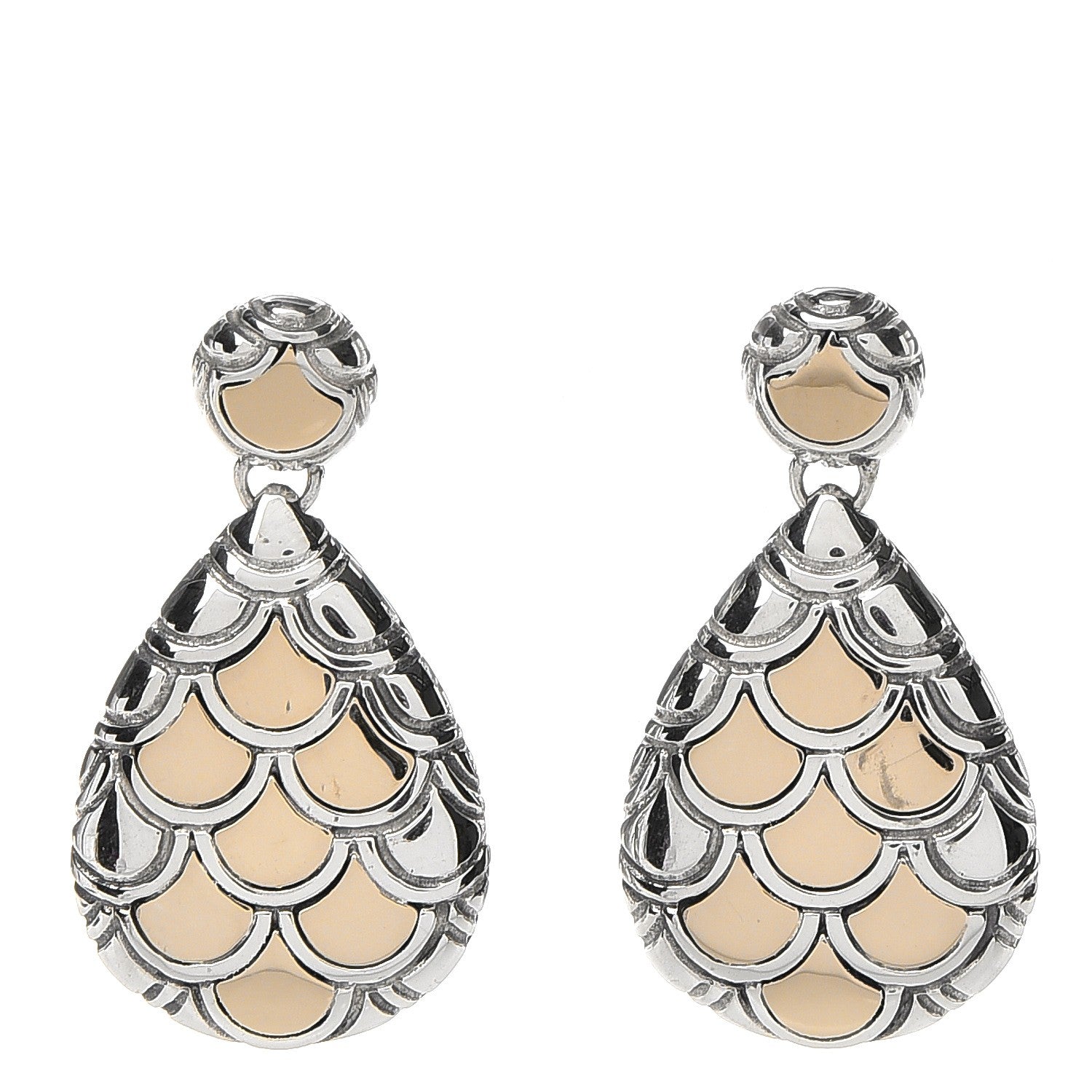 John Hardy Sterling Silver 18K Yellow Gold Naga Teardrop Earrings 1 of 5
