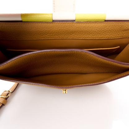 Hermes Taurillon Clemence Chevre Mysore Saut 25 Sesame Craie Lime 6 of 15