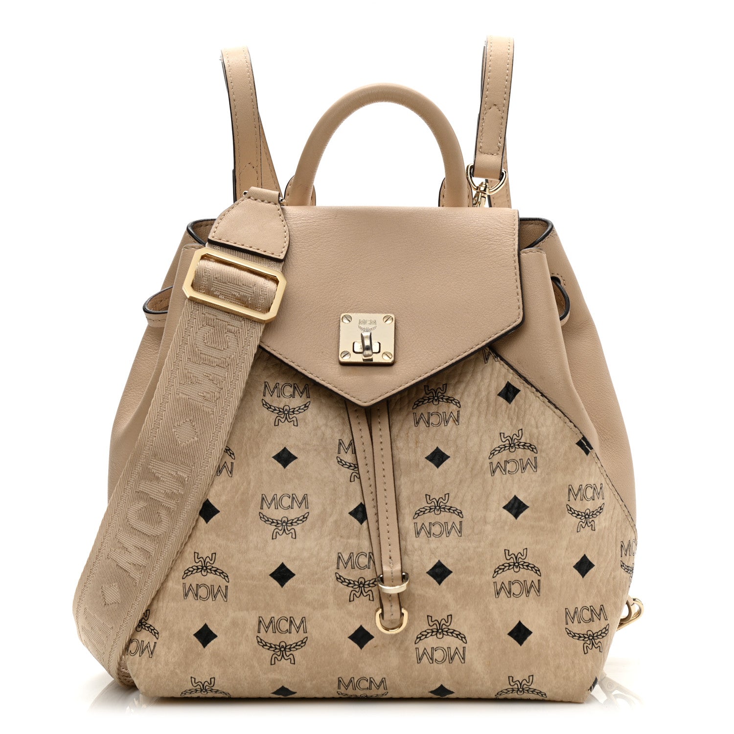 MCM Visetos Small Essential Backpack Beige 1 of 12