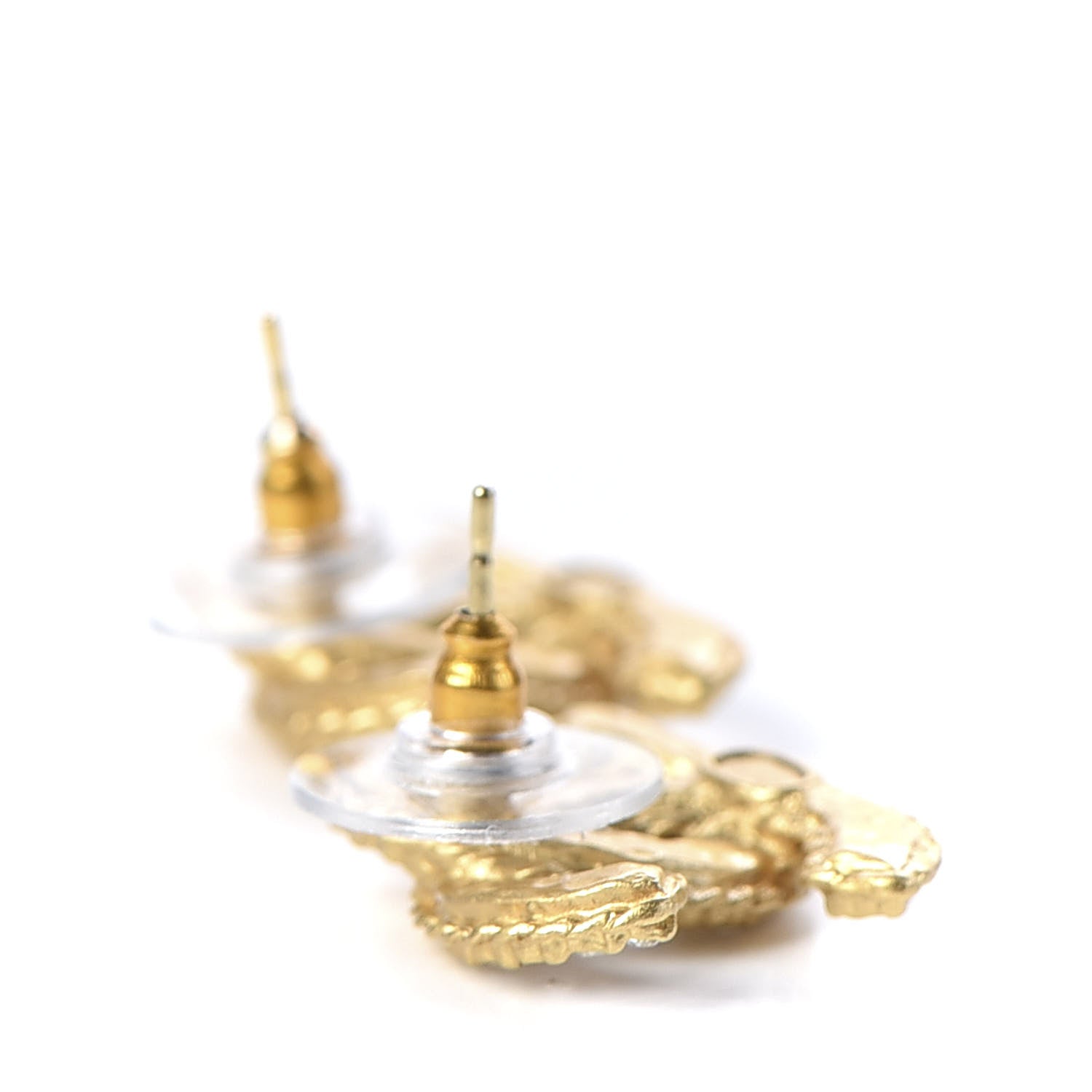 Chanel Crystal 90’s Icon CC Stud Earrings Gold 3 of 5