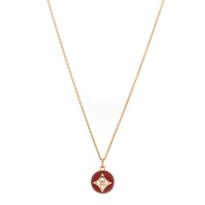 Louis Vuitton 18K Yellow Gold Diamond Cornelian B Blossom Medallion Pendant Necklace 1 of 5