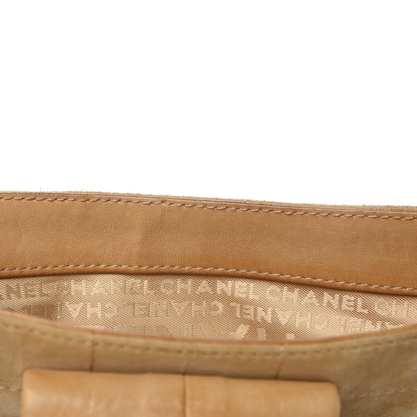 Suede Square Stitched Mademoiselle Shoulder Bag Beige