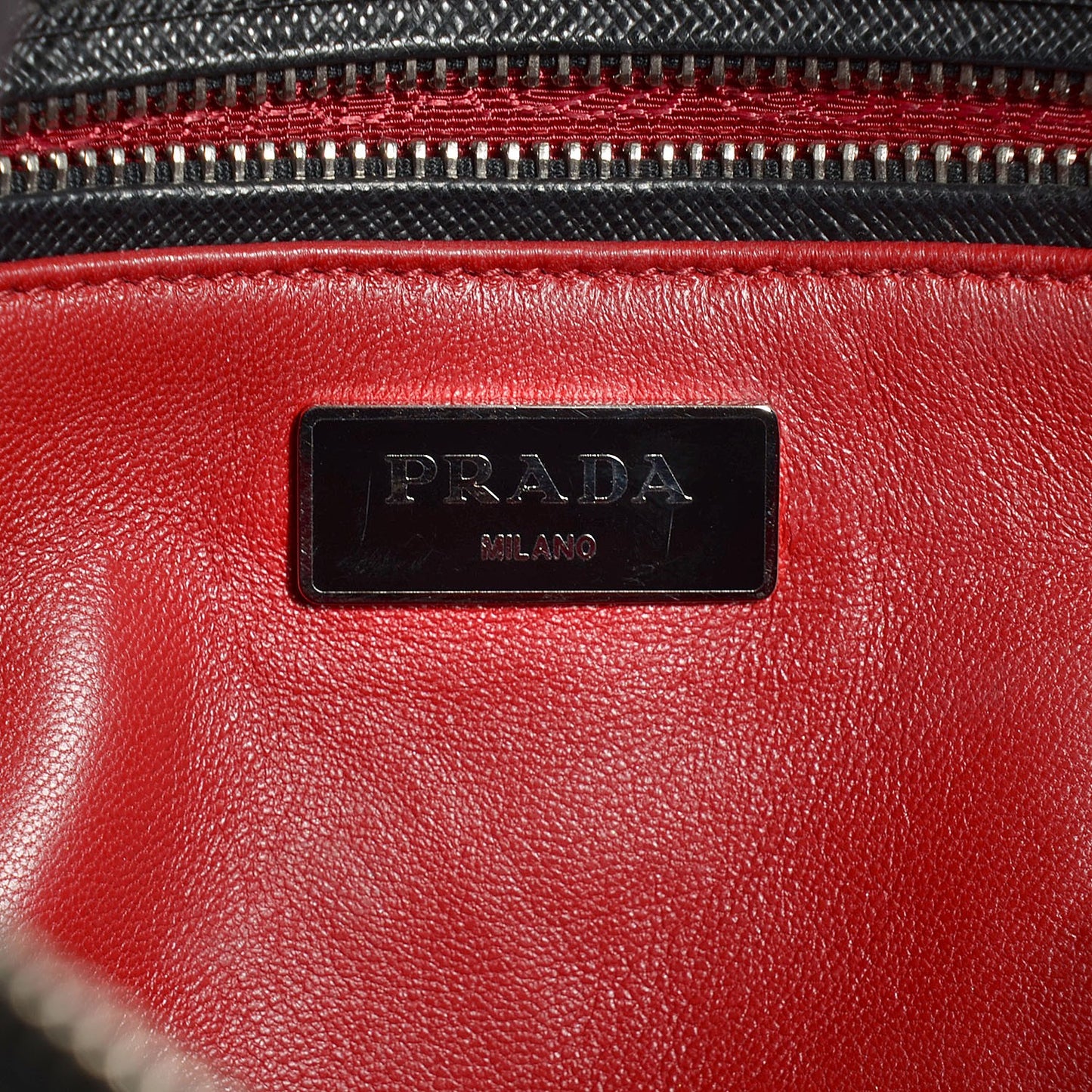 Saffiano Lux Small Double Zip Tote Black Talco