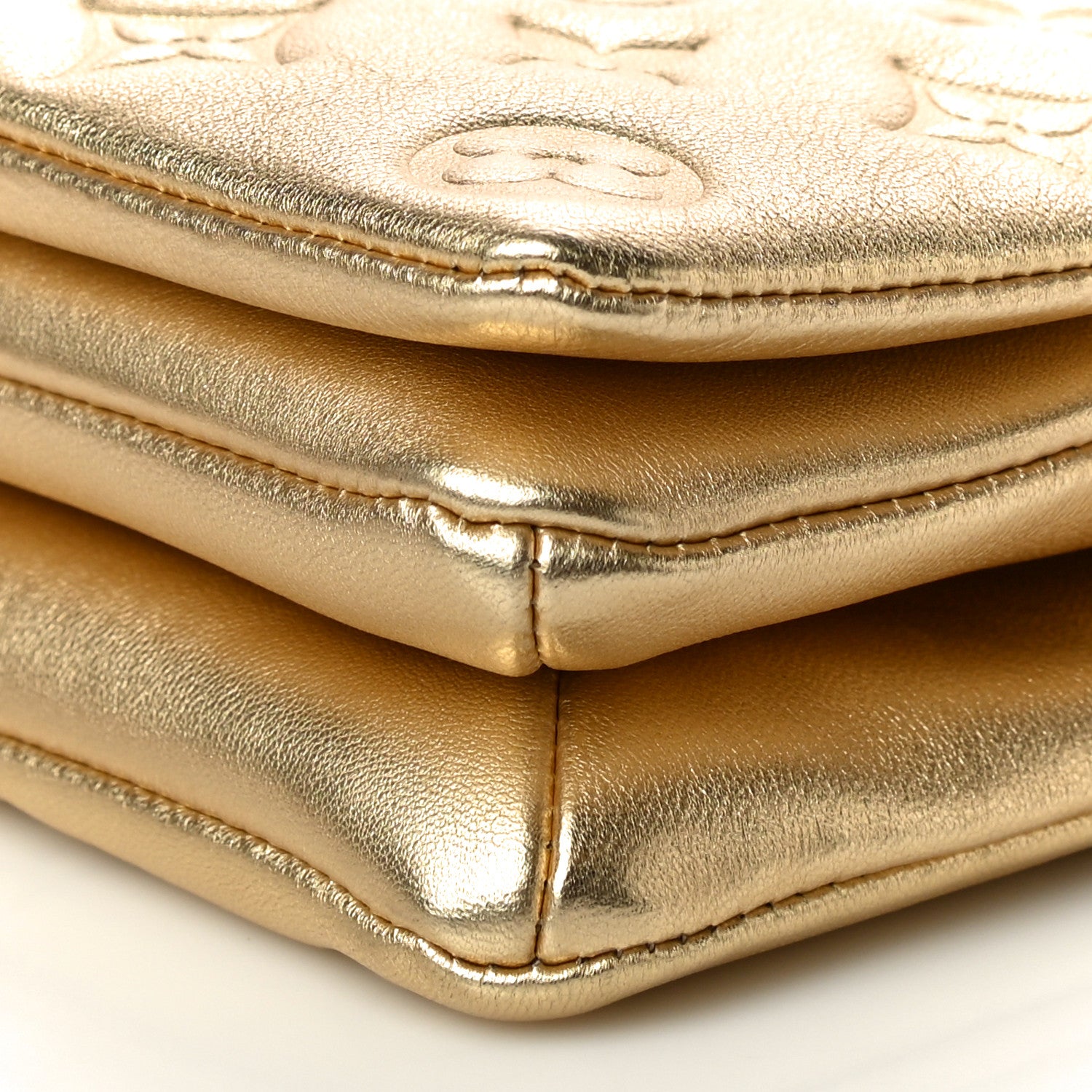 Louis Vuitton Metallic Lambskin Embossed Monogram Pochette Coussin Gold 9 of 9
