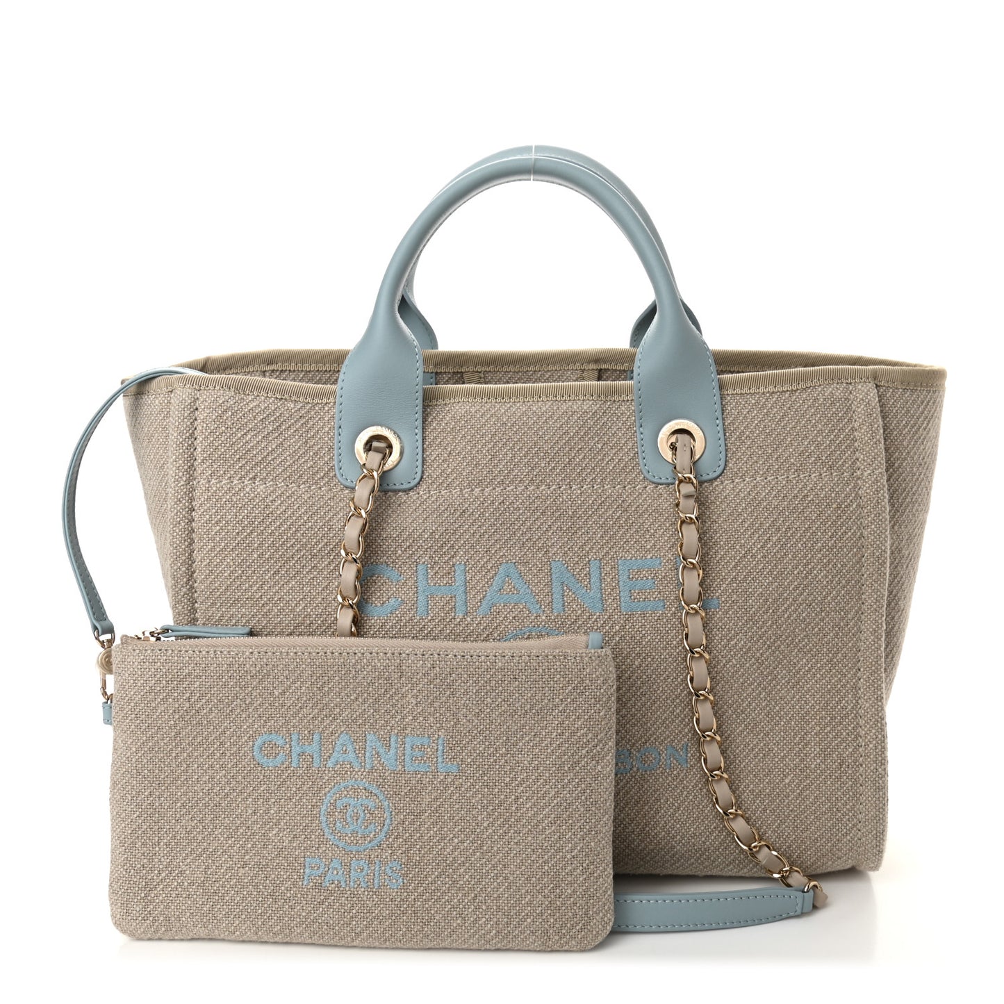 Mixed Fibers Small Deauville Tote Blue Beige