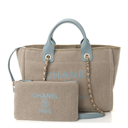 Chanel Mixed Fibers Small Deauville Tote Blue Beige 1 of 11