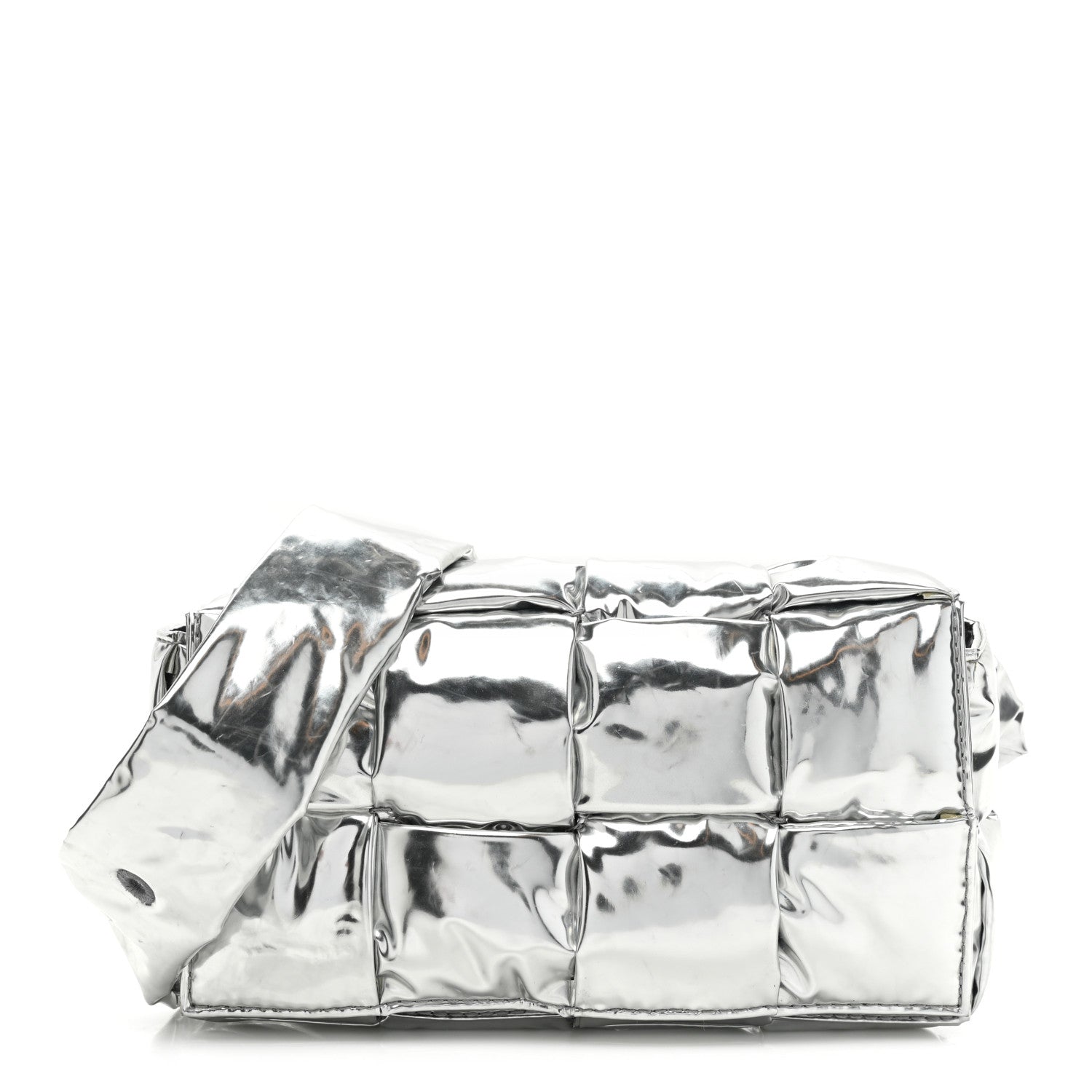 Bottega Veneta Metallic Lambskin Maxi Intrecciato Padded The Belt Cassette Bag Silver 1 of 13