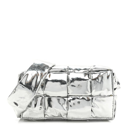 Bottega Veneta Metallic Lambskin Maxi Intrecciato Padded The Belt Cassette Bag Silver 1 of 13