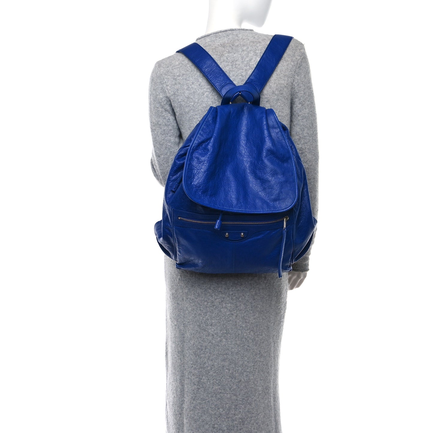 Agneau Classic Silver Hardware S Traveler Backpack Bleu Lazuli