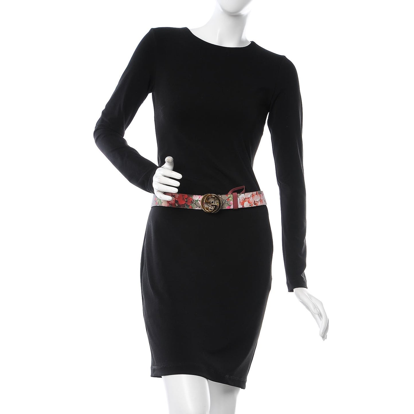 GG Supreme Monogram Blooms Moon Calfskin Interlocking G 37mm Belt 90 36 Beige Ebony Multicolor Dry Rose
