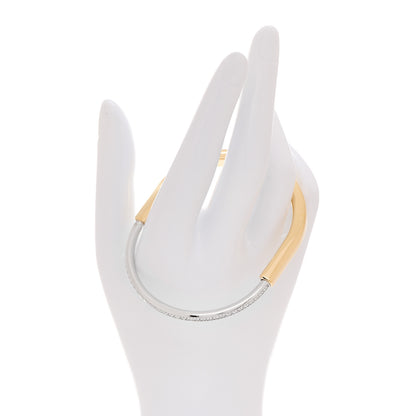 Tiffany 18K Yellow White Gold Diamond Tiffany Lock Half Pave Bangle Bracelet 4 of 13