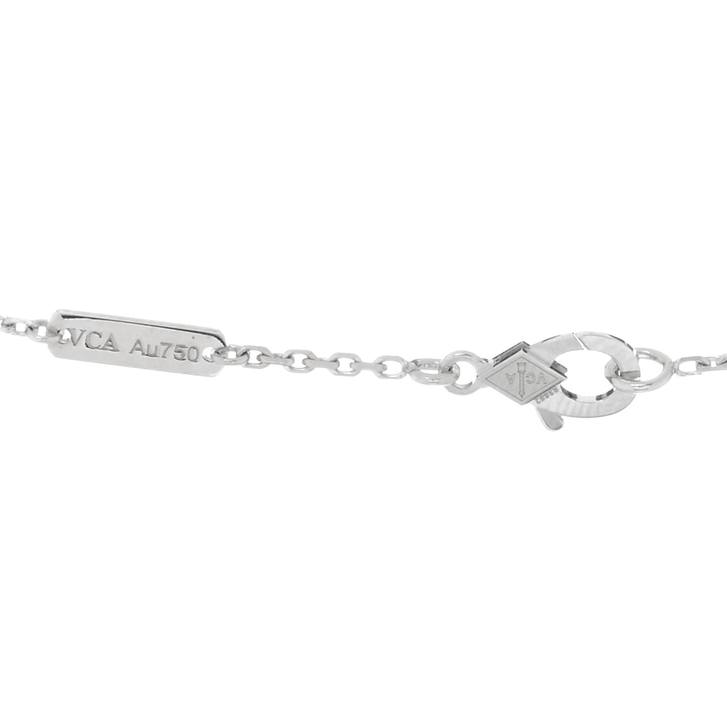18K White Gold Guilloche Vintage Alhambra Pendant Necklace