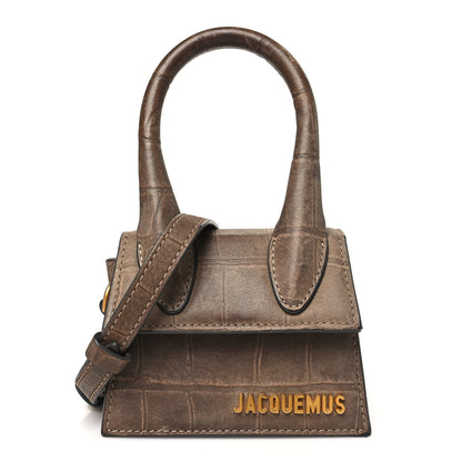Jacquemus Suede Crocodile Embossed Le Chiquito Brown 1 of 12