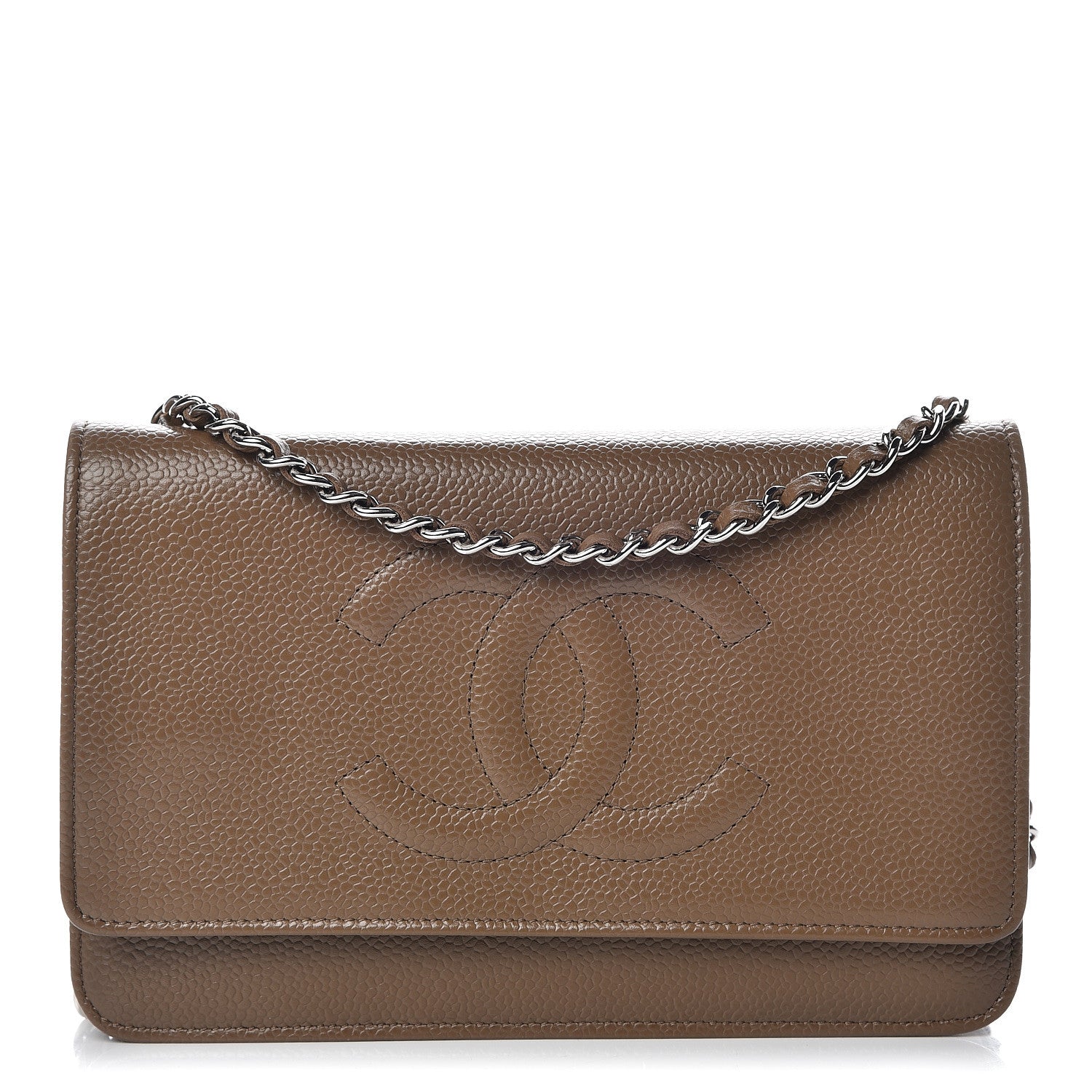 Chanel Caviar Timeless CC Wallet On Chain WOC Brown 1 of 13