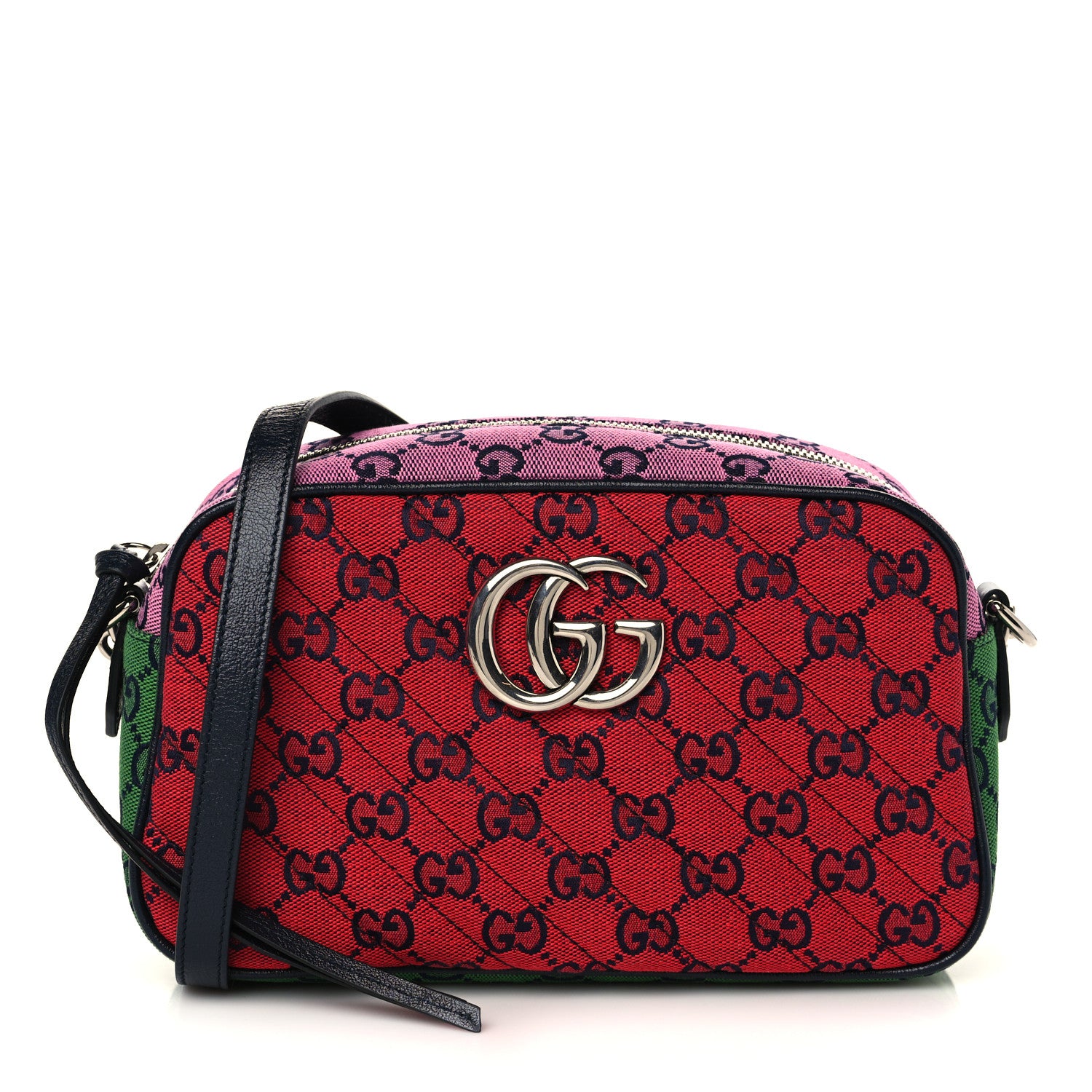 Gucci Monogram Multicolor Matelasse Diagonal Small GG Marmont Chain Shoulder Bag Red Blue Yellow Green Pink 2 of 12