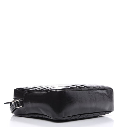 Saint Laurent Cracked Shiny Calfskin Matelasse Monogram Lou Camera Bag Black 4 of 9